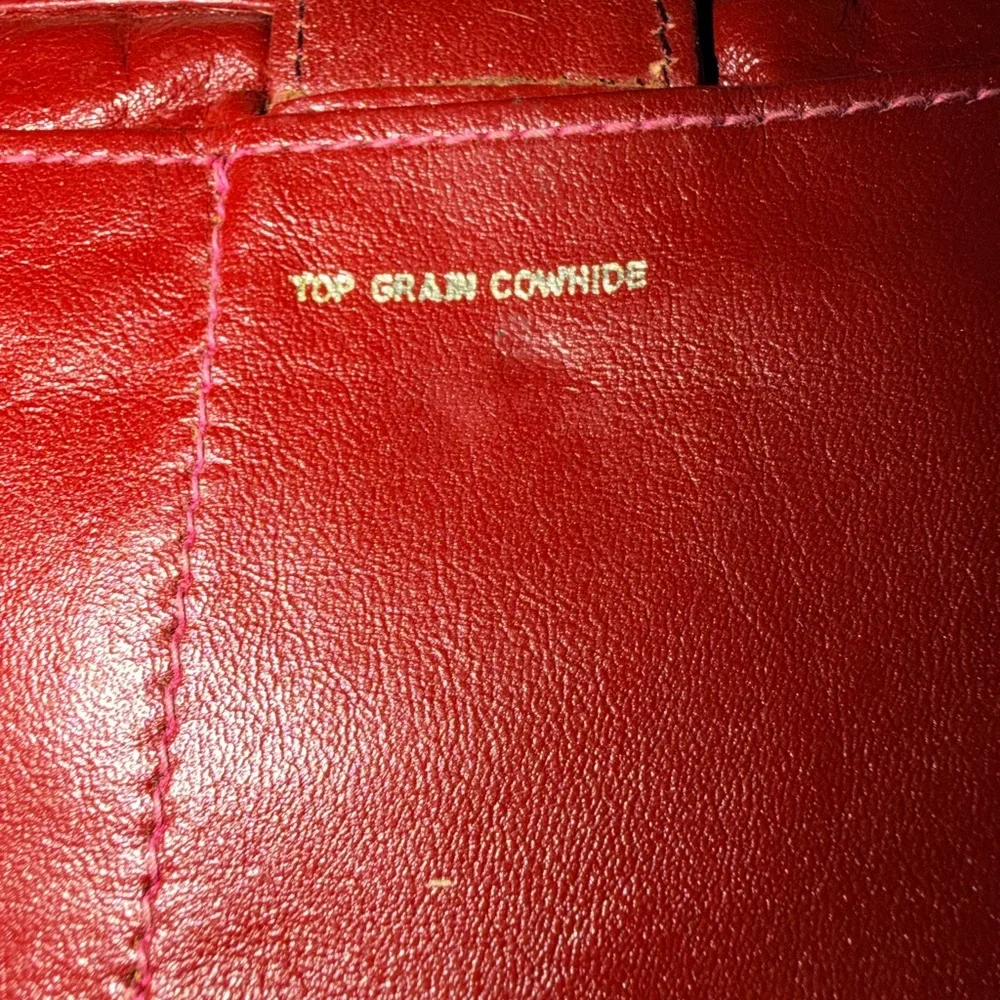 Vintage 80s PAZZO checkbook, coin, purse, wallet, red, cowhide, soft leather